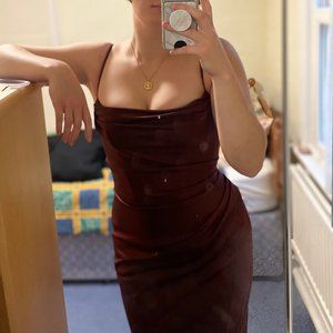 House of CB Anja Satin Corset Midi Dress